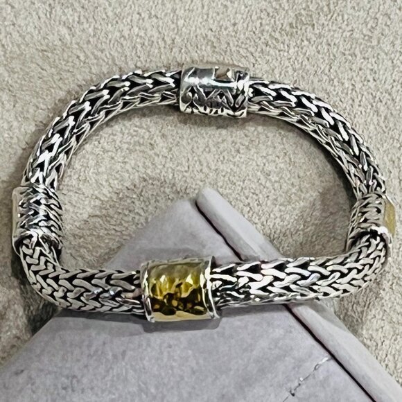John Hardy Palu Silver 925 and 22k Gold Bracelet - Picture 6 of 7